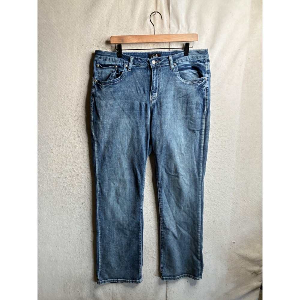 Earl Jean Women 18W Slim Bootcut Jeans Medium Wash Stretch Denim Blue 8576